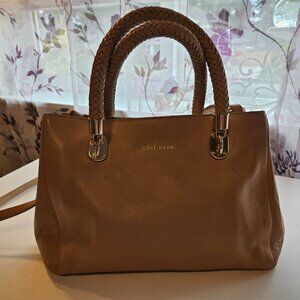 Cole Haan Small Beige Leather Satchel Bag